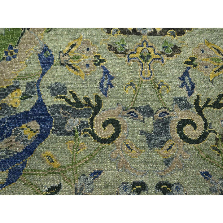 10'1" x 14'1" New Hand Knotted Green Wool Rectangle Oriental Rug - MOA10275686