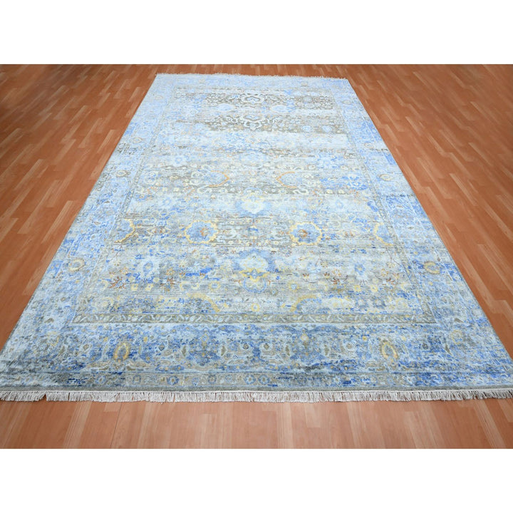 9'1" x 12'0" New Hand Knotted Brown Wool & Pure Silk Rectangle Oriental Rug - MOA10275707