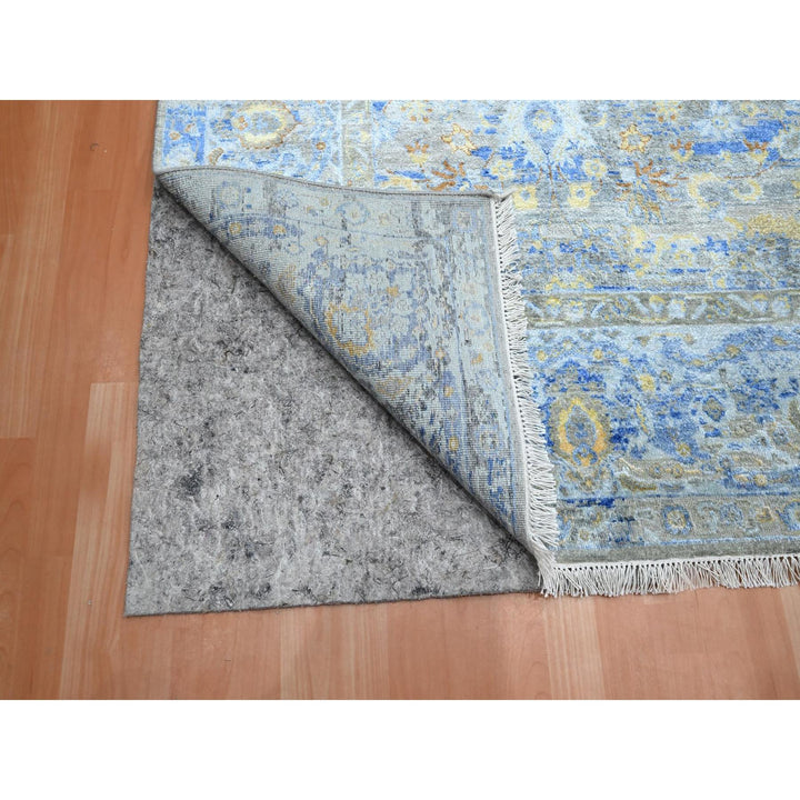 9'1" x 12'0" New Hand Knotted Brown Wool & Pure Silk Rectangle Oriental Rug - MOA10275707