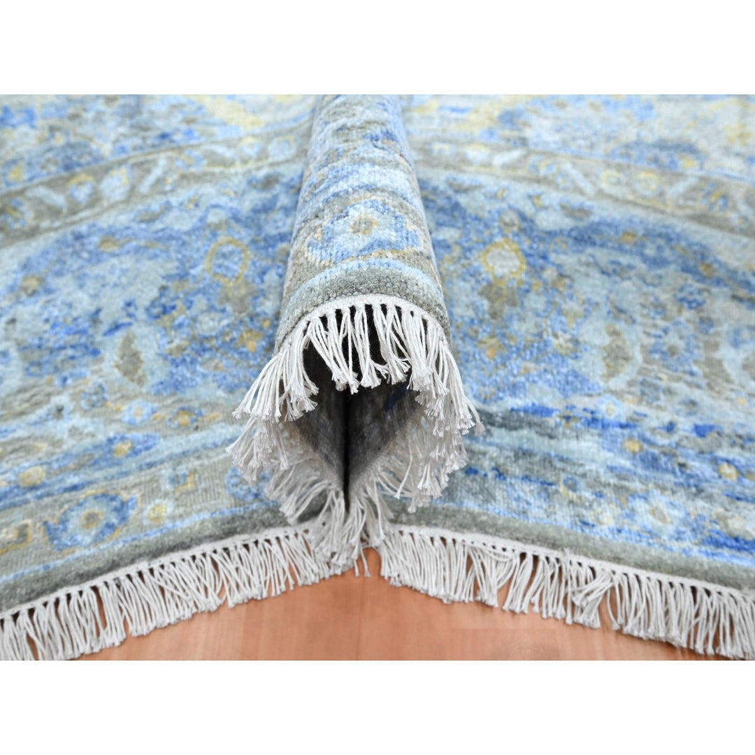 9'1" x 12'0" New Hand Knotted Brown Wool & Pure Silk Rectangle Oriental Rug - MOA10275707