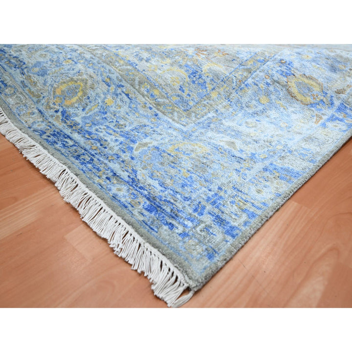 9'1" x 12'0" New Hand Knotted Brown Wool & Pure Silk Rectangle Oriental Rug - MOA10275707