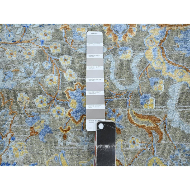 9'1" x 12'0" New Hand Knotted Brown Wool & Pure Silk Rectangle Oriental Rug - MOA10275707