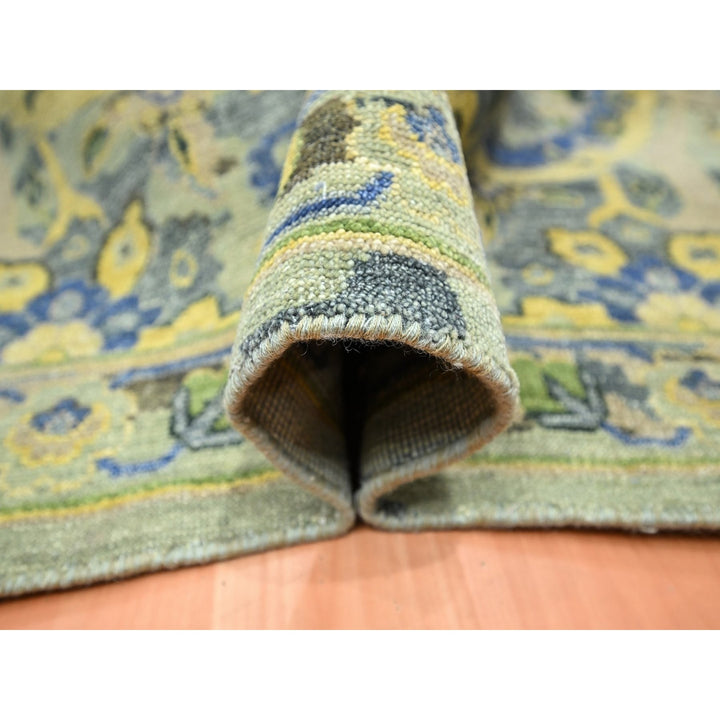 11'11" x 15'1" New Hand Knotted Green Wool Rectangle Oriental Rug - MOA10275712