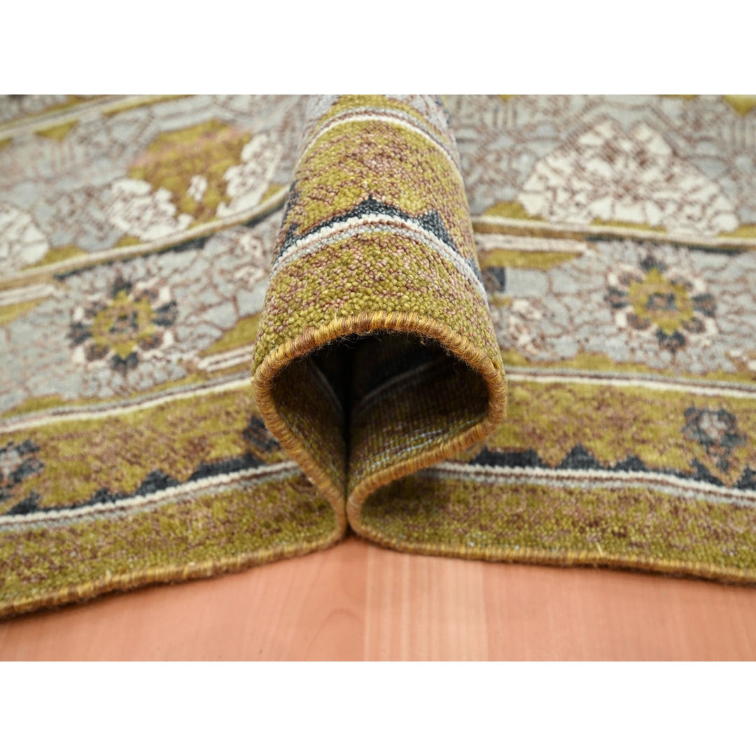 12'1" x 15'2" New Hand Knotted Yellow Wool Rectangle Oriental Rug - MOA10275721