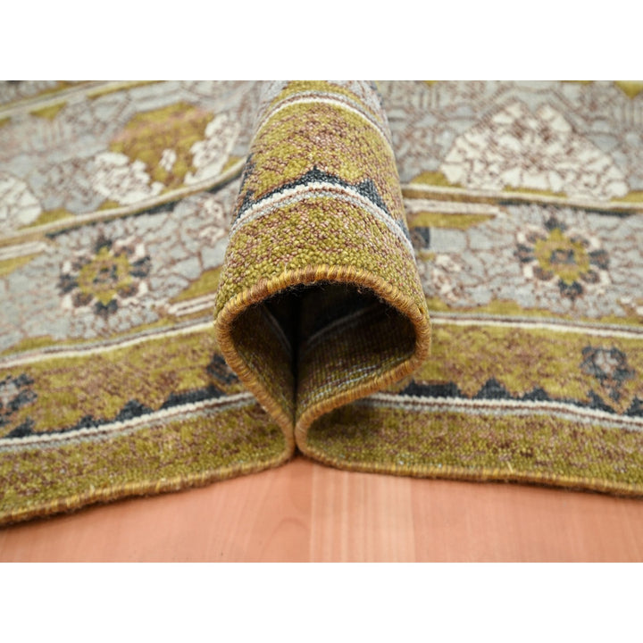 12'1" x 15'2" New Hand Knotted Yellow Wool Rectangle Oriental Rug - MOA10275721