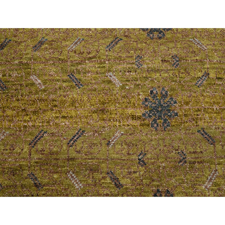 12'1" x 15'2" New Hand Knotted Yellow Wool Rectangle Oriental Rug - MOA10275721