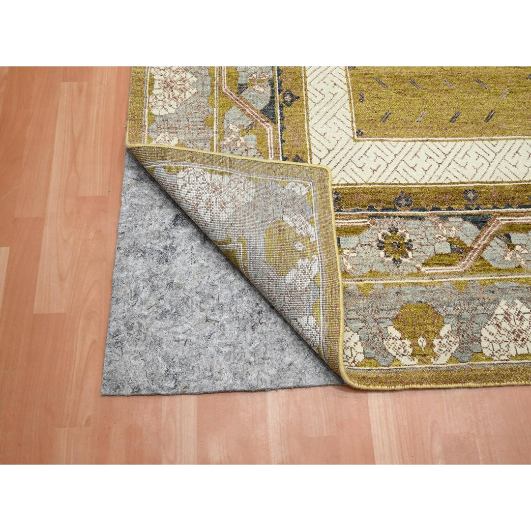 10'0" x 14'3" New Hand Knotted Yellow Wool Rectangle Oriental Rug - MOA10275722