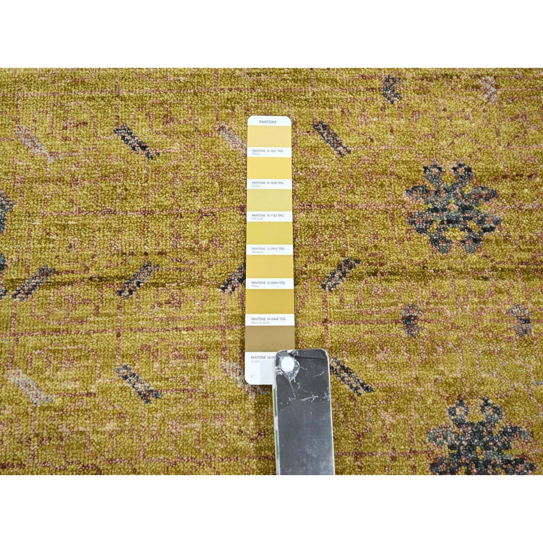 10'0" x 14'3" New Hand Knotted Yellow Wool Rectangle Oriental Rug - MOA10275722