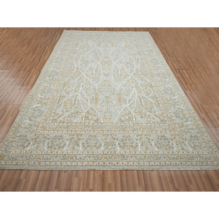 9'2" x 12'0" New Hand Knotted Grey Wool Rectangle Oriental Rug - MOA10276160