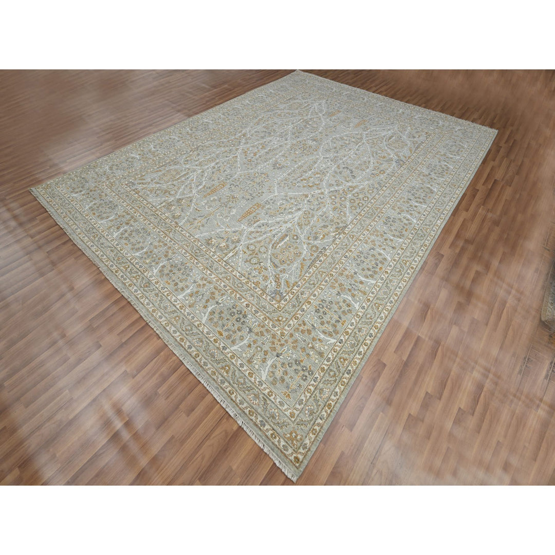 9'2" x 12'0" New Hand Knotted Grey Wool Rectangle Oriental Rug - MOA10276160