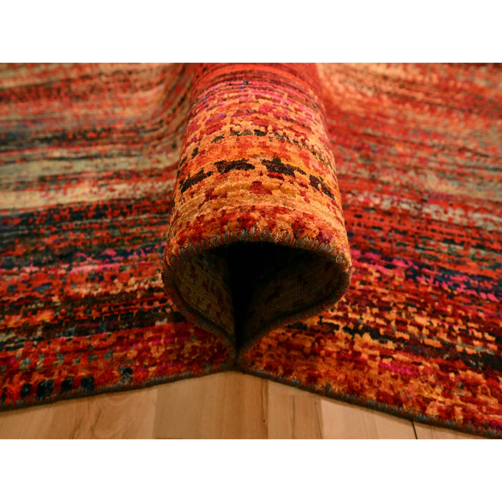 9'10" x 14'1" New Hand Knotted Yellow Sari Silk Rectangle Oriental Rug - MOA10276172