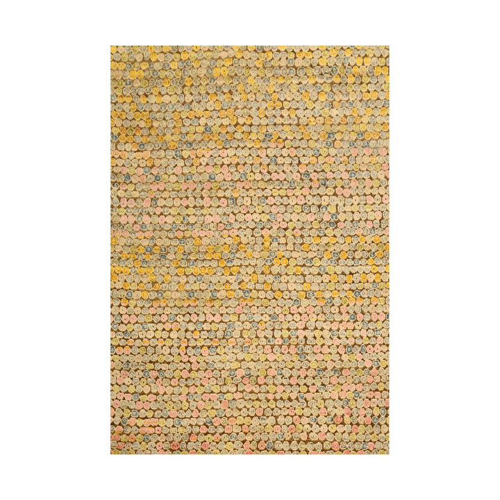 4'11" x 7'7" New Hand Knotted Yellow Sari Silk Rectangle Oriental Rug - MOA10276202