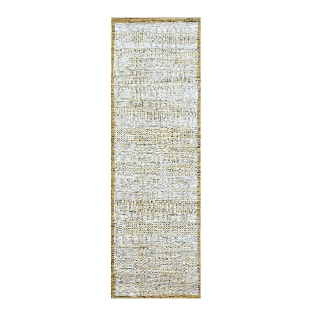 2'8" x 8'2" New Hand Knotted Yellow Wool Runner Oriental Rug - MOA10276275