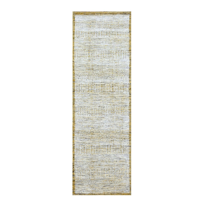 2'8" x 8'2" New Hand Knotted Yellow Wool Runner Oriental Rug - MOA10276275