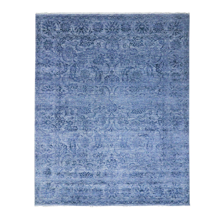 8'1" x 10'0" New Hand Knotted Purple Wool & Silk Rectangle Oriental Rug - MOA10276309
