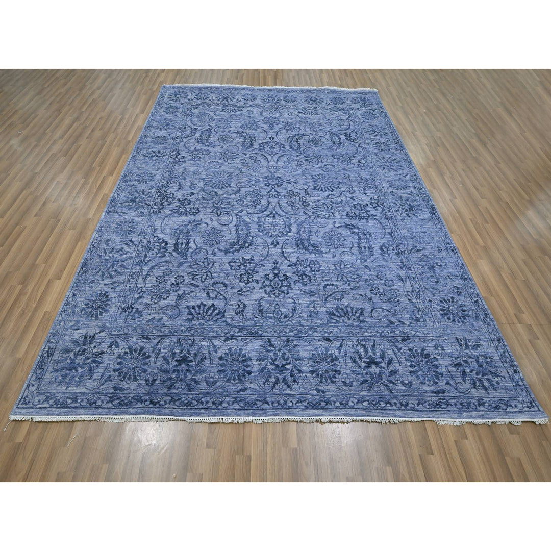 8'1" x 10'0" New Hand Knotted Purple Wool & Silk Rectangle Oriental Rug - MOA10276309