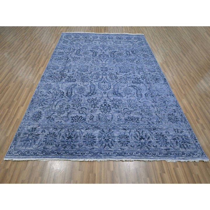 8'1" x 10'0" New Hand Knotted Purple Wool & Silk Rectangle Oriental Rug - MOA10276309