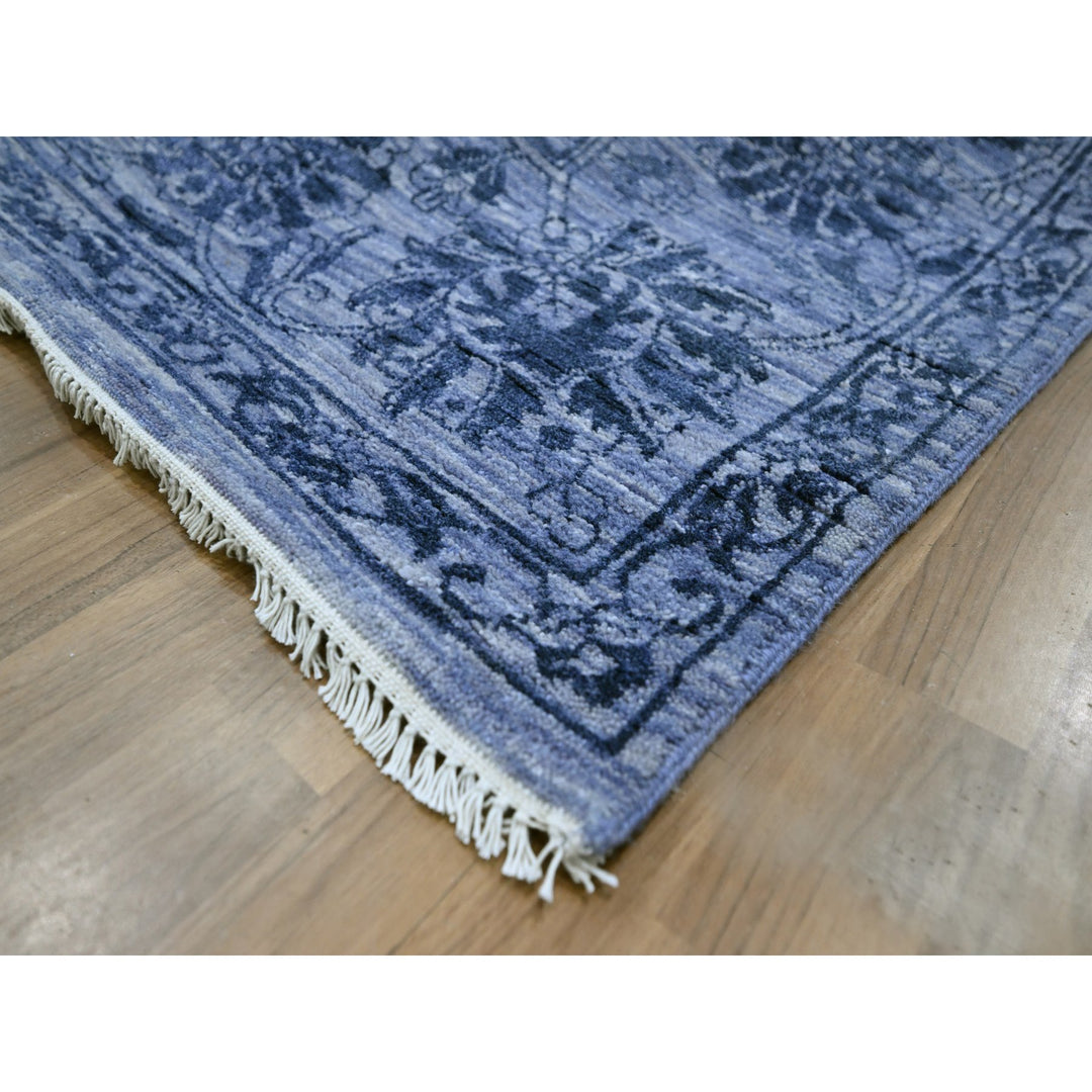 8'1" x 10'0" New Hand Knotted Purple Wool & Silk Rectangle Oriental Rug - MOA10276309
