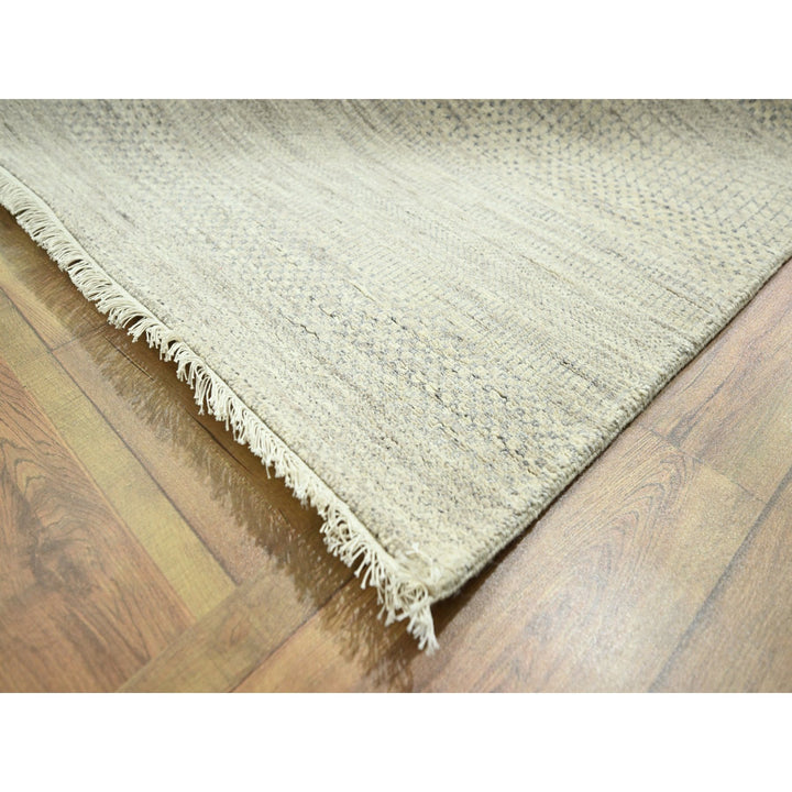 10'0" x 14'0" New Hand Loomed Ivory Wool & Silk Rectangle Oriental Rug - MOA10276335