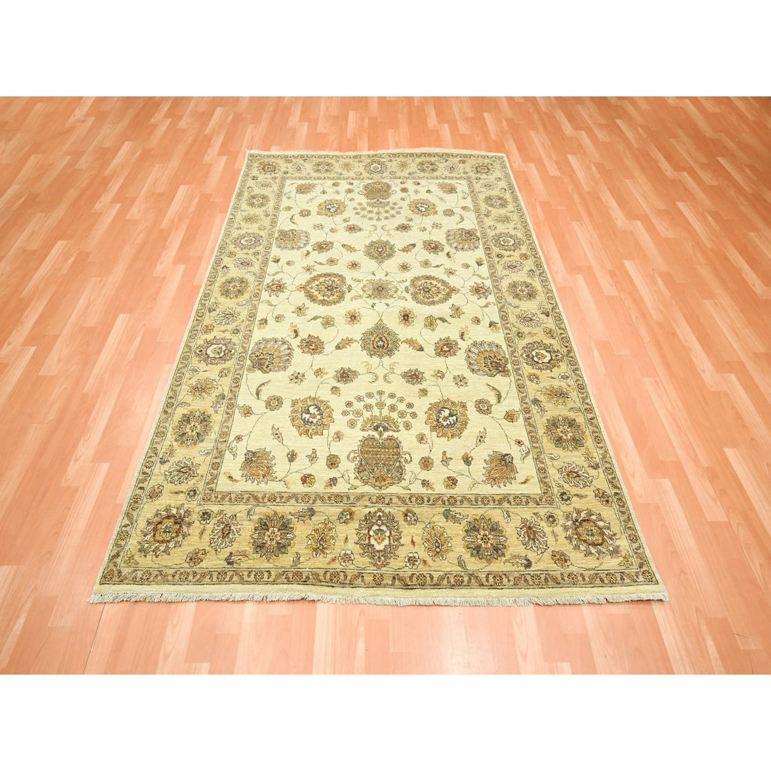 5'5" x 8'0" New Hand Knotted Ivory Wool Rectangle Oriental Rug - MOA10276355