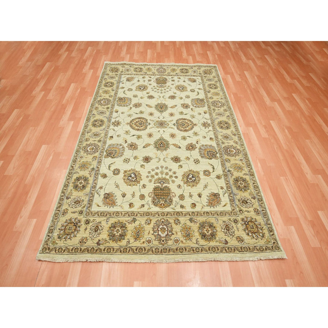 5'6" x 8'1" New Hand Knotted Ivory Wool Rectangle Oriental Rug - MOA10276356