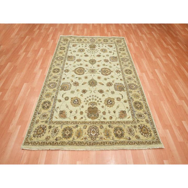5'6" x 8'1" New Hand Knotted Ivory Wool Rectangle Oriental Rug - MOA10276356