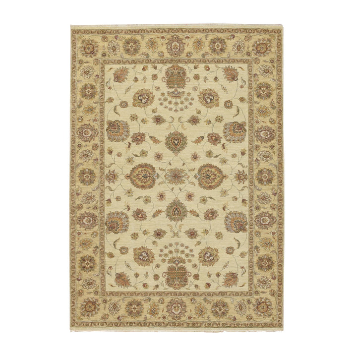 5'7" x 8'0" New Hand Knotted Ivory Wool Rectangle Oriental Rug - MOA10276358