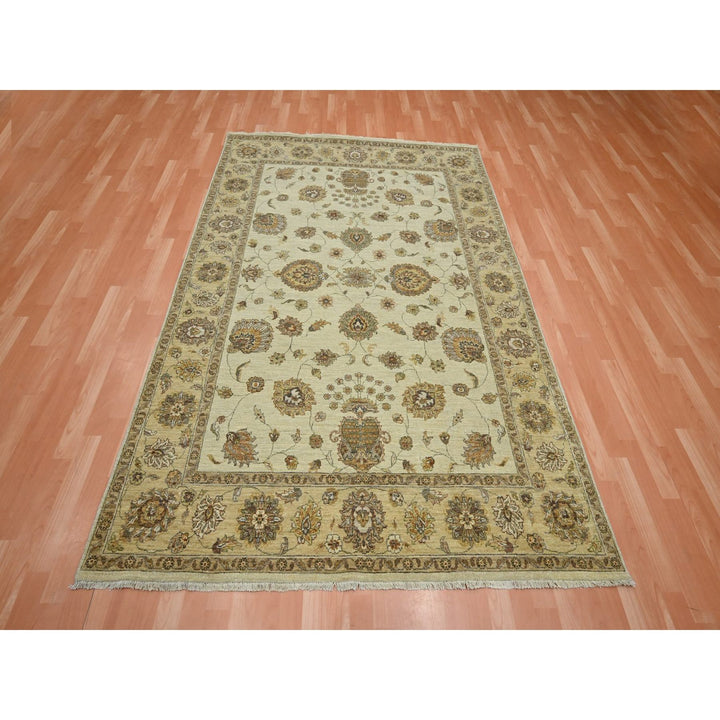 5'7" x 8'0" New Hand Knotted Ivory Wool Rectangle Oriental Rug - MOA10276358