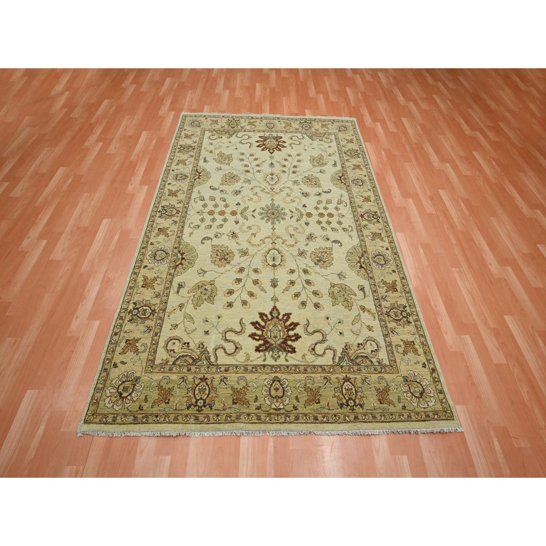 5'5" x 8'1" New Hand Knotted Ivory Wool Rectangle Oriental Rug - MOA10276362