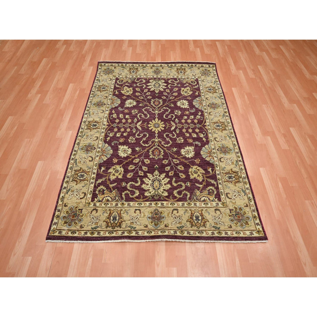 5'1" x 6'5" New Hand Knotted Red Wool Rectangle Oriental Rug - MOA10276364