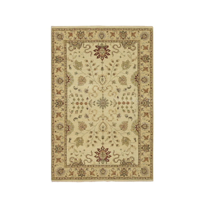 5'5" x 8'4" New Hand Knotted Ivory Wool Rectangle Oriental Rug - MOA10276365