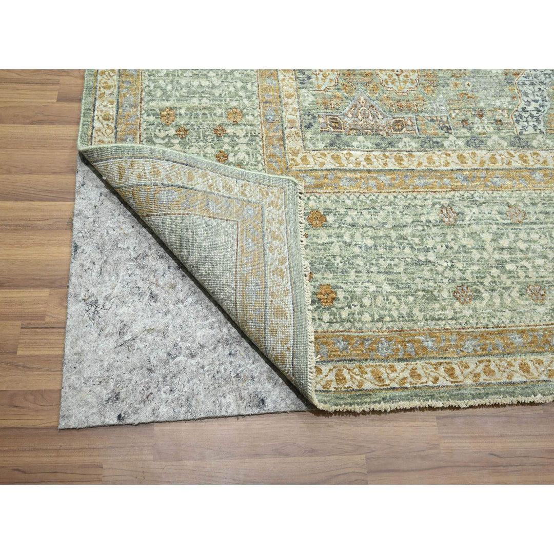 10'0" x 14'1" New Hand Knotted Green Wool Rectangle Oriental Rug - MOA10276431