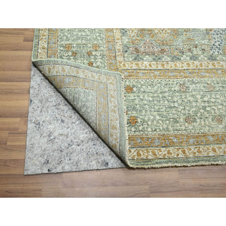 10'0" x 14'1" New Hand Knotted Green Wool Rectangle Oriental Rug - MOA10276431