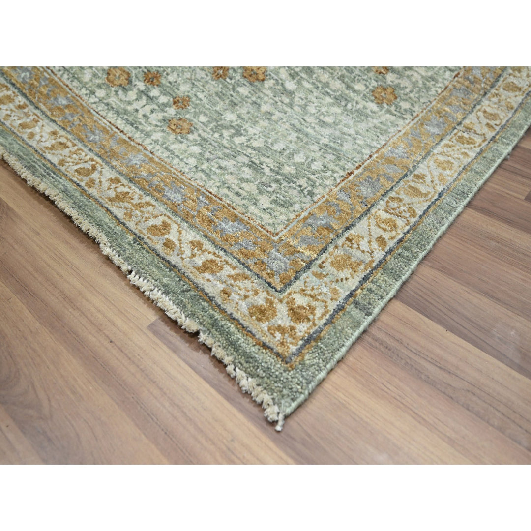 10'0" x 14'1" New Hand Knotted Green Wool Rectangle Oriental Rug - MOA10276431