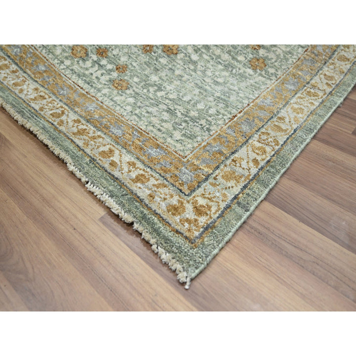 10'0" x 14'1" New Hand Knotted Green Wool Rectangle Oriental Rug - MOA10276431