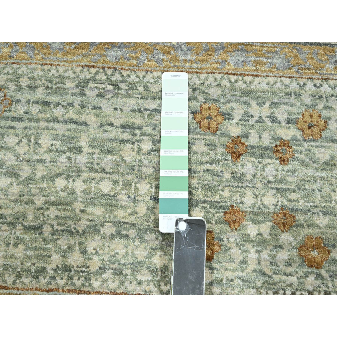 10'0" x 14'1" New Hand Knotted Green Wool Rectangle Oriental Rug - MOA10276431