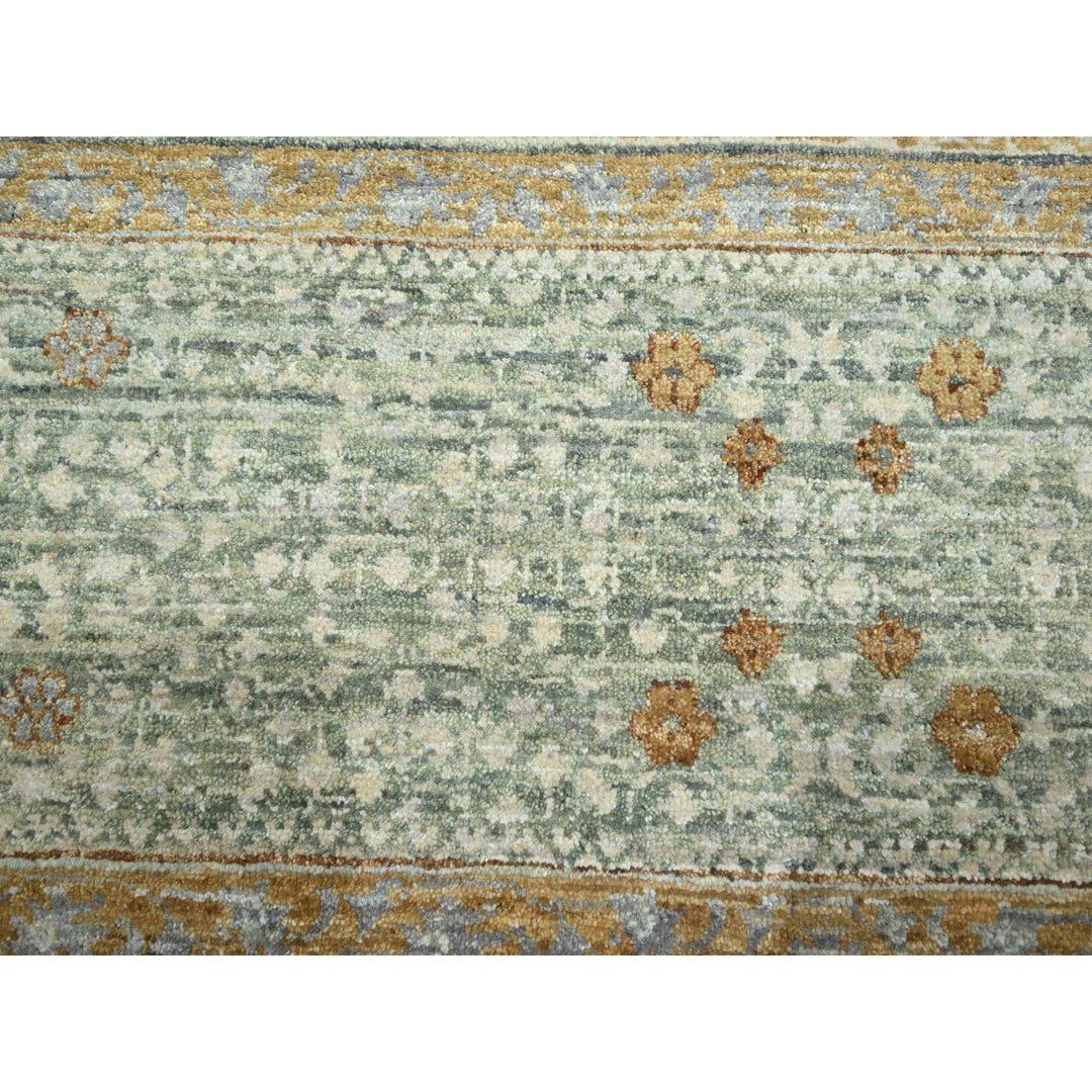 10'0" x 14'1" New Hand Knotted Green Wool Rectangle Oriental Rug - MOA10276431