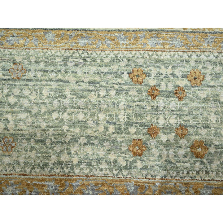 10'0" x 14'1" New Hand Knotted Green Wool Rectangle Oriental Rug - MOA10276431