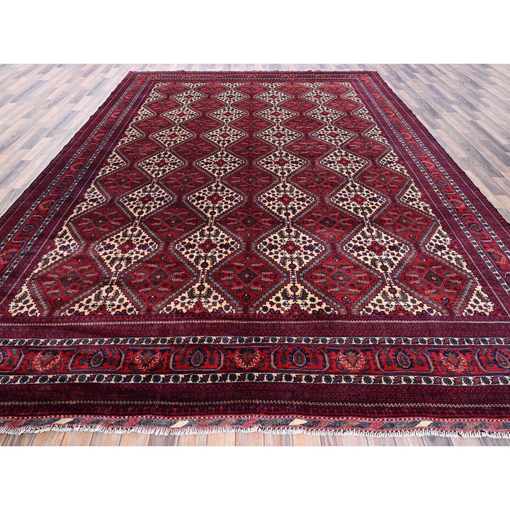 9'10" x 13'0" New Hand Knotted Red Wool Rectangle Oriental Rug - MOA102766