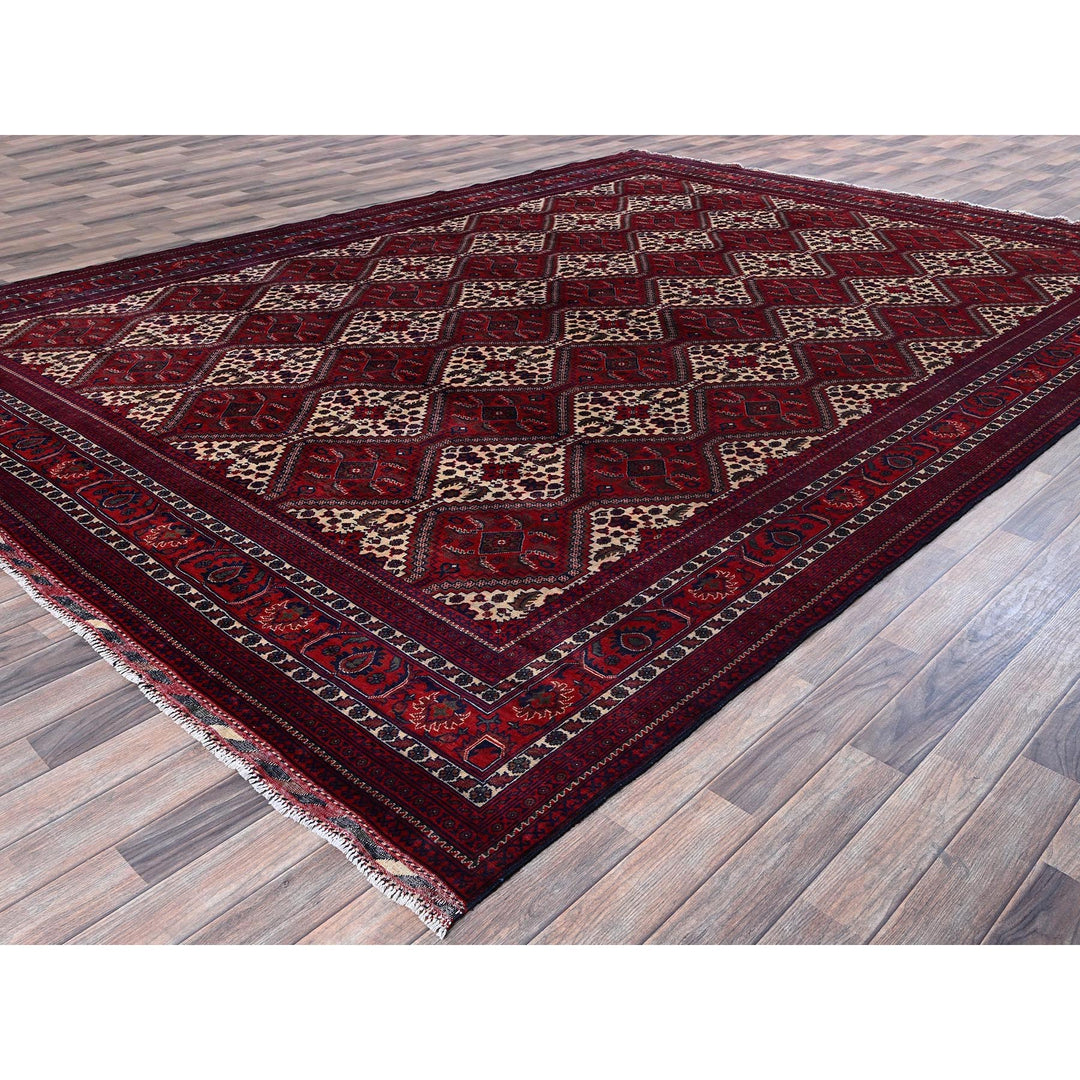 9'10" x 13'0" New Hand Knotted Red Wool Rectangle Oriental Rug - MOA102766