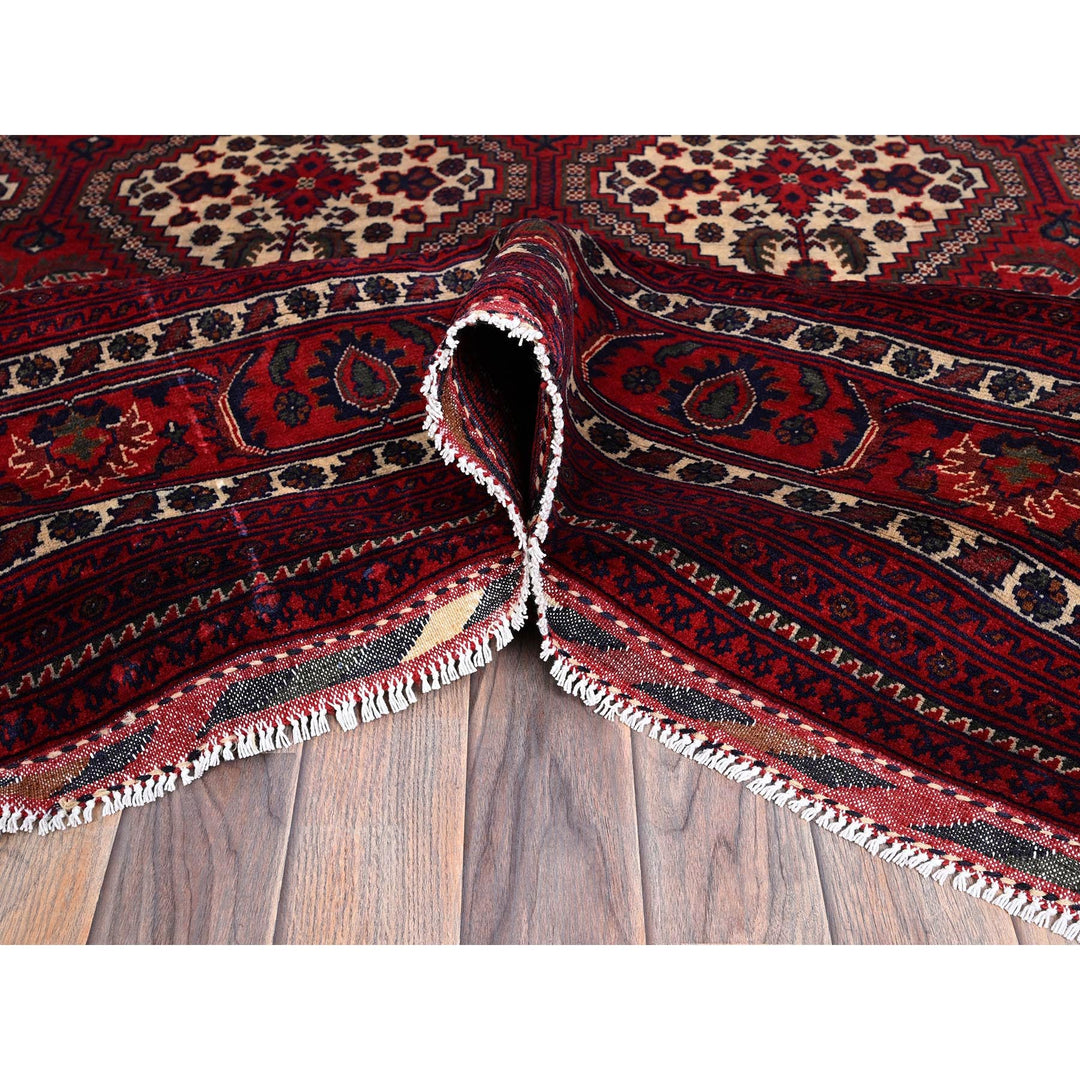 9'10" x 13'0" New Hand Knotted Red Wool Rectangle Oriental Rug - MOA102766