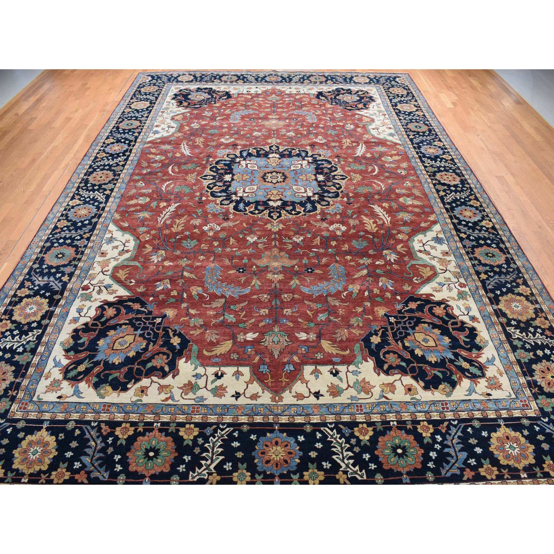 12'0" x 17'8" New Hand Knotted Red Wool Rectangle Oriental Rug - MOA10278009