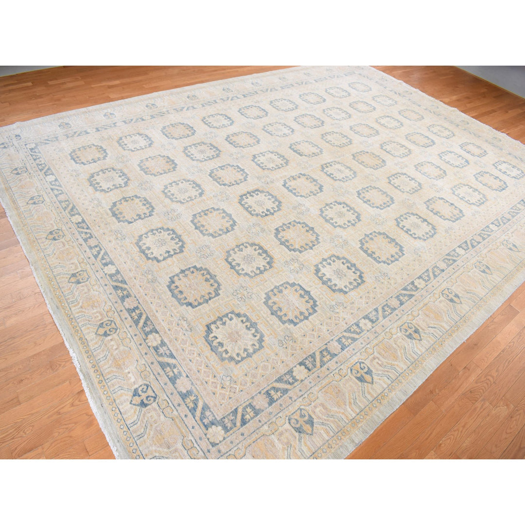 13'0" x 17'7" New Hand Knotted Ivory Wool Rectangle Oriental Rug - MOA10278012