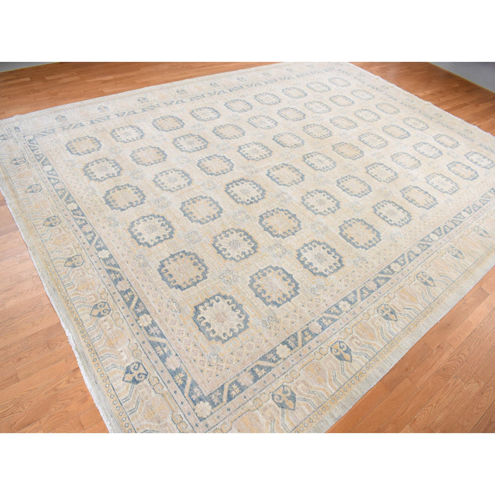 13'0" x 17'7" New Hand Knotted Ivory Wool Rectangle Oriental Rug - MOA10278012