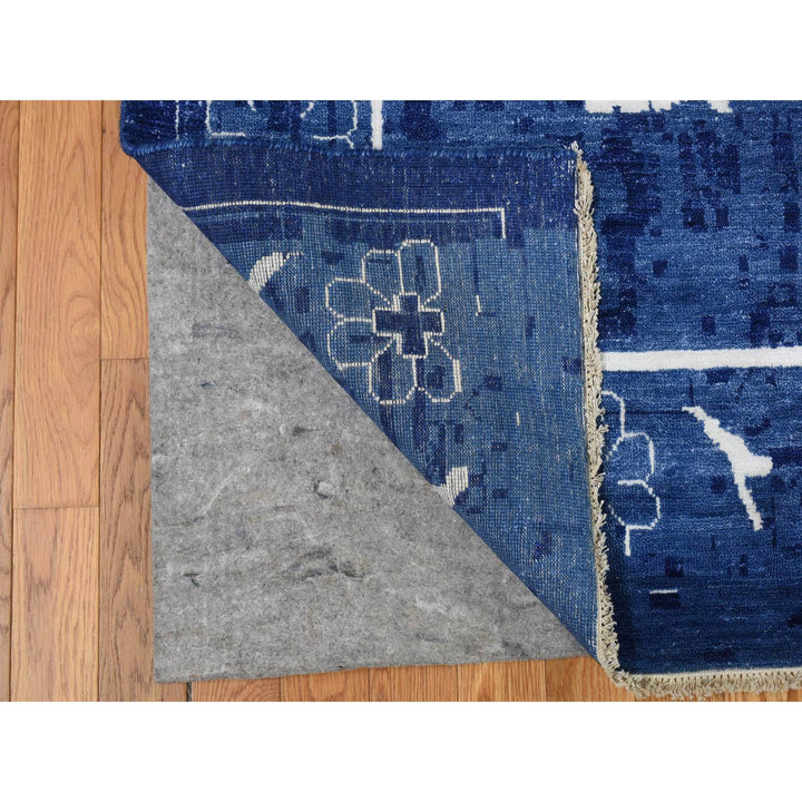 12'2" x 18'3" New Hand Knotted Blue Wool & Silk Rectangle Oriental Rug - MOA10278014