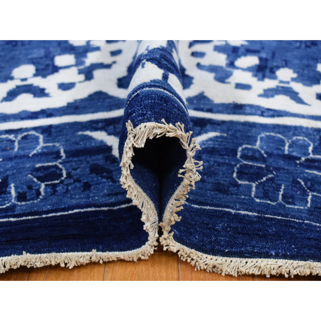 12'2" x 18'3" New Hand Knotted Blue Wool & Silk Rectangle Oriental Rug - MOA10278014