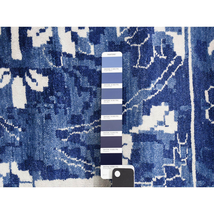 12'2" x 18'3" New Hand Knotted Blue Wool & Silk Rectangle Oriental Rug - MOA10278014