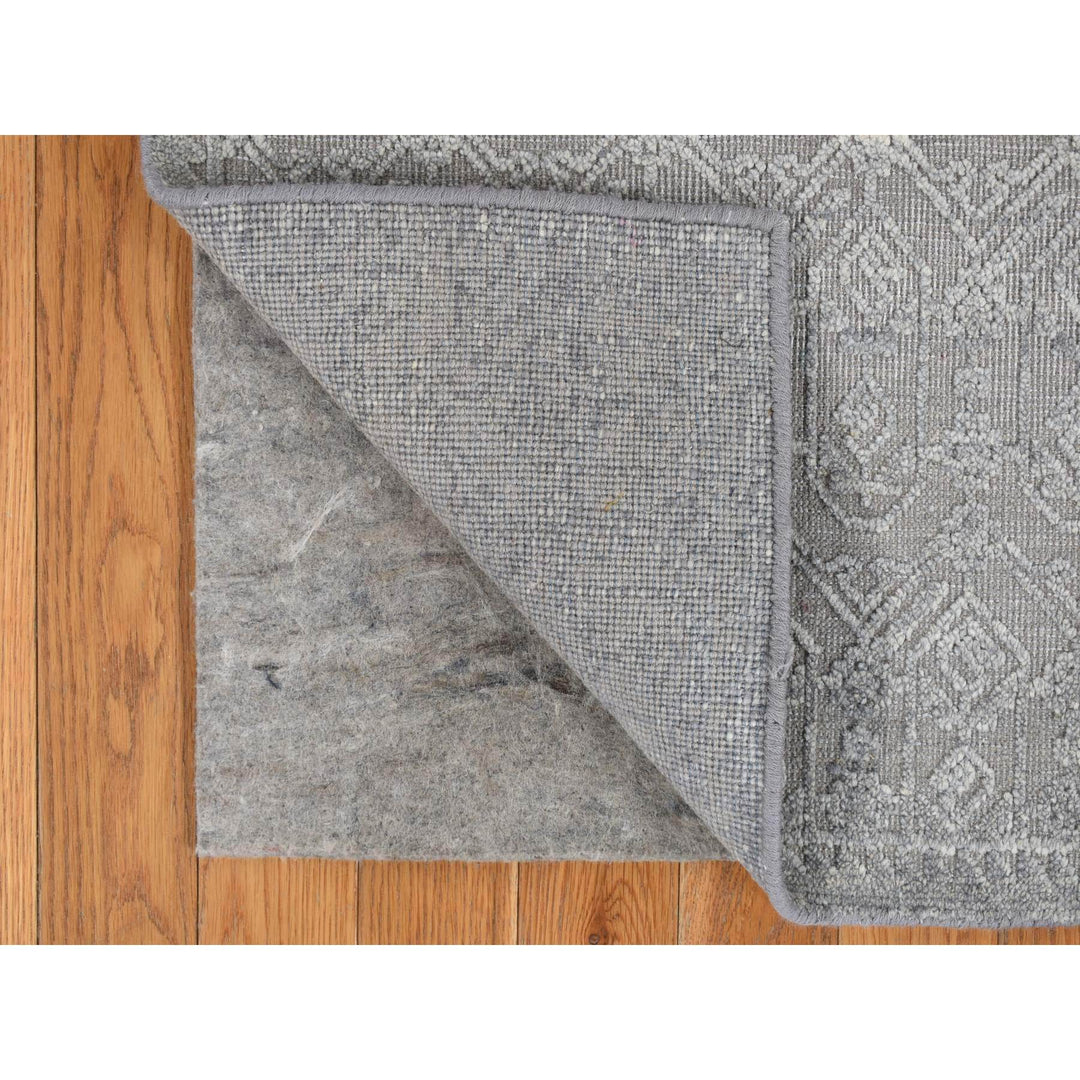 2'0" x 2'1" New Hand Knotted Grey Wool & Silk Square Oriental Rug - MOA10278021