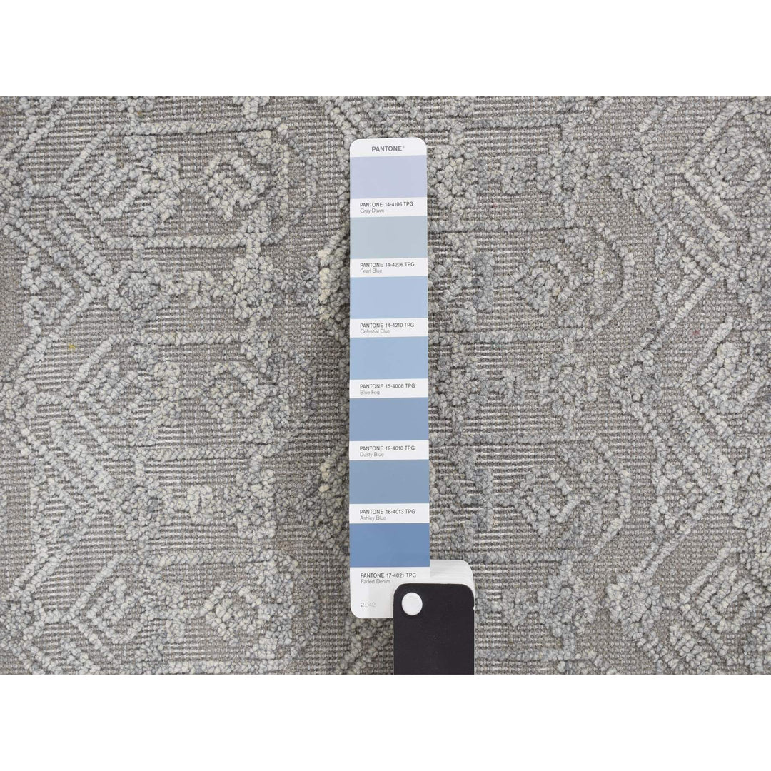 2'0" x 2'1" New Hand Knotted Grey Wool & Silk Square Oriental Rug - MOA10278021