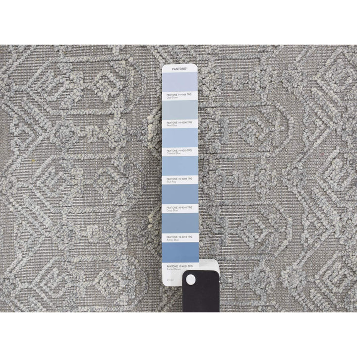 2'0" x 2'1" New Hand Knotted Grey Wool & Silk Square Oriental Rug - MOA10278021
